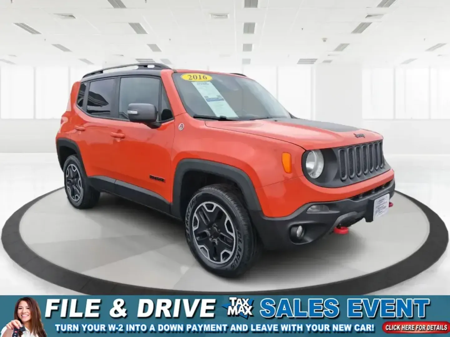 2016 Jeep Renegade Trailhawk (ZACCJBCT5GP) with an Tigershark MultiAir 2.4L I-4 variable valve contro engine, 9A transmission, located at 8750 N County Rd 25A, Piqua, OH, 45356, (937) 908-9800, 40.164391, -84.232513 - Weekend escapes, snowy commutes, and everyday errands feel easier when your crossover is ready for whatever Ohio throws your way. This **2016 Jeep Renegade Trailhawk** in eye-catching **Omaha Orange** is built for drivers who want real capability in a city-friendly size-perfect for exploring MetroPa - Photo#0