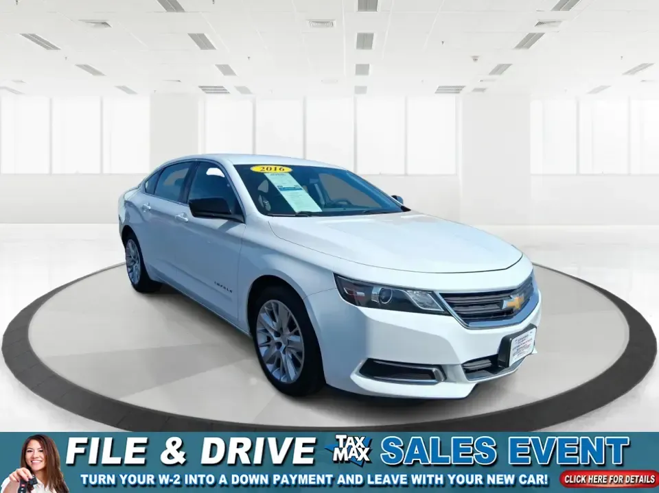 2016 Chevrolet Impala 1FL (2G11X5SA3G9) with an Ecotec 2.5L I-4 gasoline direct injection engine, 6A transmission, located at 401 Woodman Dr, Riverside, OH, 45431, (937) 908-9800, 39.760899, -84.123421 - Need a comfortable, dependable sedan for daily commutes, school drop-offs, and weekend getaways without the stress of traditional bank hoops? This 2016 Chevrolet Impala 1FL in Summit White is built for real life in the Dayton-area-smooth on I-675 and Route 35, easy to park around The Greene, and rel - Photo#0