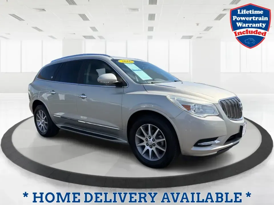 2016 Buick Enclave Leather (5GAKVBKD6GJ) with an 3.6L V-6 gasoline direct injection engine, 6-Speed Automatic Overdrive transmission, located at 8750 N County Rd 25A, Piqua, OH, 45356, (937) 908-9800, 40.164391, -84.232513 - Need one vehicle that can handle school drop-offs, grocery runs, and a weekend road trip down I-75 without feeling cramped? This 2016 Buick Enclave Leather in Iridium Metallic is built for real-life family logistics and comfortable commuting around Moraine, Dayton, and the Miami Valley-offering thre - Photo#0
