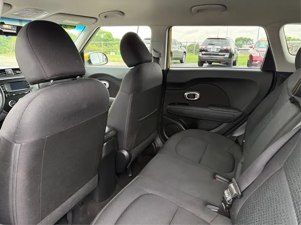 2016 Kia Soul + (KNDJP3A5XG7) with an 2L I-4 gasoline direct injection engine, 6A transmission, located at 401 Woodman Dr, Riverside, OH, 45431, (937) 908-9800, 39.760899, -84.123421 - Busy commute on I-75, quick errands around Riverside, or a weekend run to Carillon Historical Park and the Dayton riverfront-this 2016 Kia Soul + is the kind of small hatchback that fits real life. With its easy-to-park size, flexible cargo area, and standout Solar Yellow paint, it's a smart pick fo - Photo#10