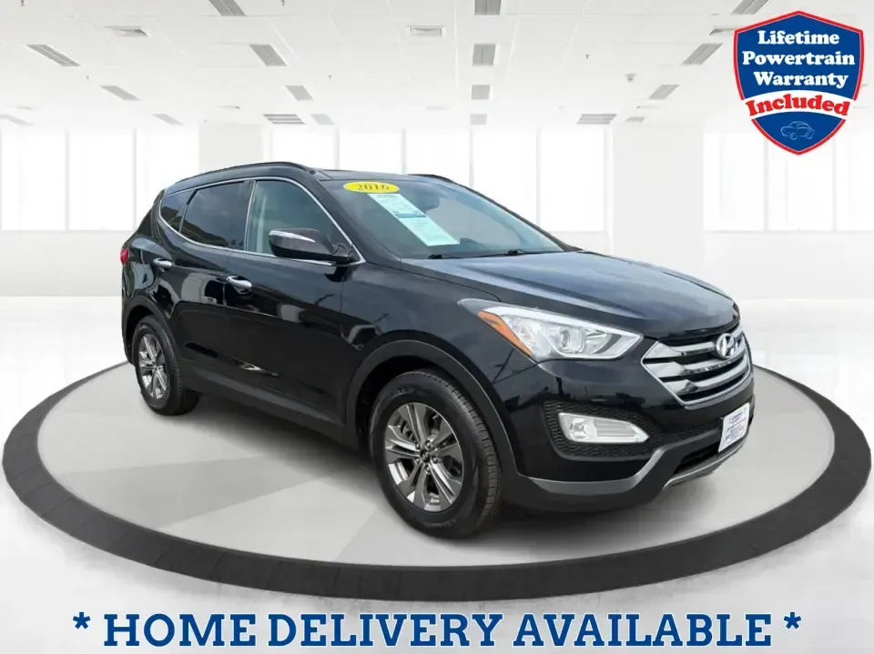 2016 Hyundai Santa Fe 2.4L (5XYZU3LB5GG) with an Theta II 2.4L I-4 gasoline direct injection engine, 6-Speed Automatic transmission, located at 1230 East Main St, Xenia, OH, 45385, (937) 908-9800, 39.688026, -83.910172 - Road-trip ready for Hocking Hills weekends, school-run practical for busy mornings, and comfortable enough for the daily commute down US-35-this 2016 Hyundai Santa Fe 2.4L is the kind of SUV that fits real life in and around Xenia, Ohio. Finished in Twilight Black, it delivers a confident, versatile - Photo#0