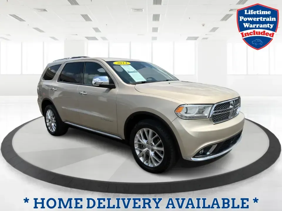 2014 Dodge Durango Citadel (1C4RDJEG2EC) with an 3.6L V6 DOHC 24V engine, 8-Speed Automatic transmission, located at 401 Woodman Dr, Riverside, OH, 45431, (937) 908-9800, 39.760899, -84.123421 - Make every day feel easier-whether you're loading up the kids for school in Riverside, planning a weekend getaway to Caesar Creek, or tackling winter weather on I675. This 2014 Dodge Durango Citadel AWD is the kind of three-row SUV that fits real life: roomy for growing families, confident for long- Photo#0