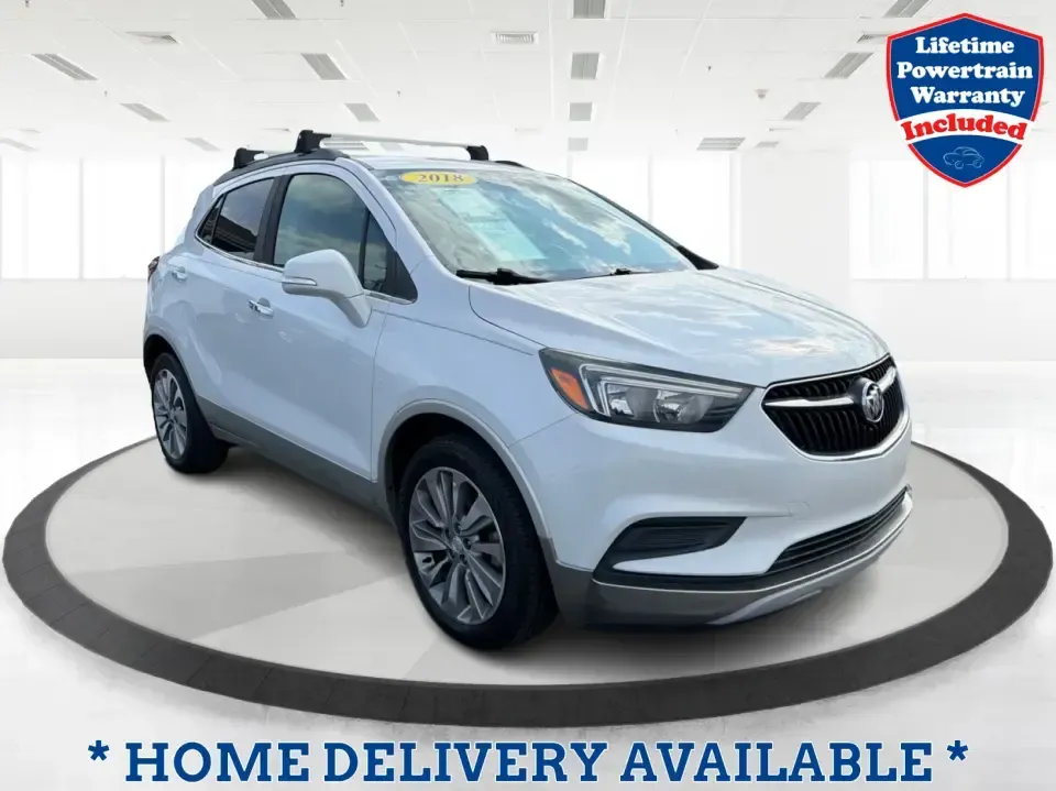 2018 Buick Encore Preferred FWD (KL4CJASB1JB) with an 1.4L L4 DOHC 16V TURBO engine, 6-Speed Automatic transmission, located at 8750 N County Rd 25A, Piqua, OH, 45356, (937) 908-9800, 40.164391, -84.232513 - Need a nimble SUV that fits real life in the Miami Valley-school drop-offs, a long commute down I75, and weekend errands without feeling bulky in tight parking lots? This 2018 Buick Encore Preferred FWD in Summit White is a smart pick for busy families, first-time buyers, and budget-conscious driver- Photo#0